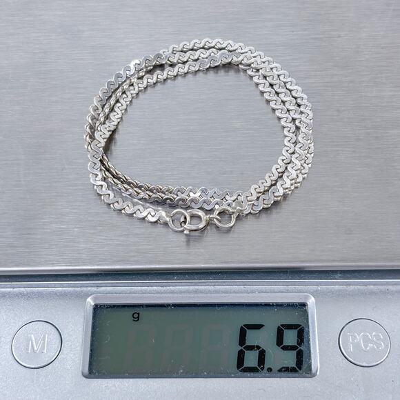 Serpentine S Link Chain Necklace | Vintage Sterling Silver 925 | 15" - Picture 4 of 4